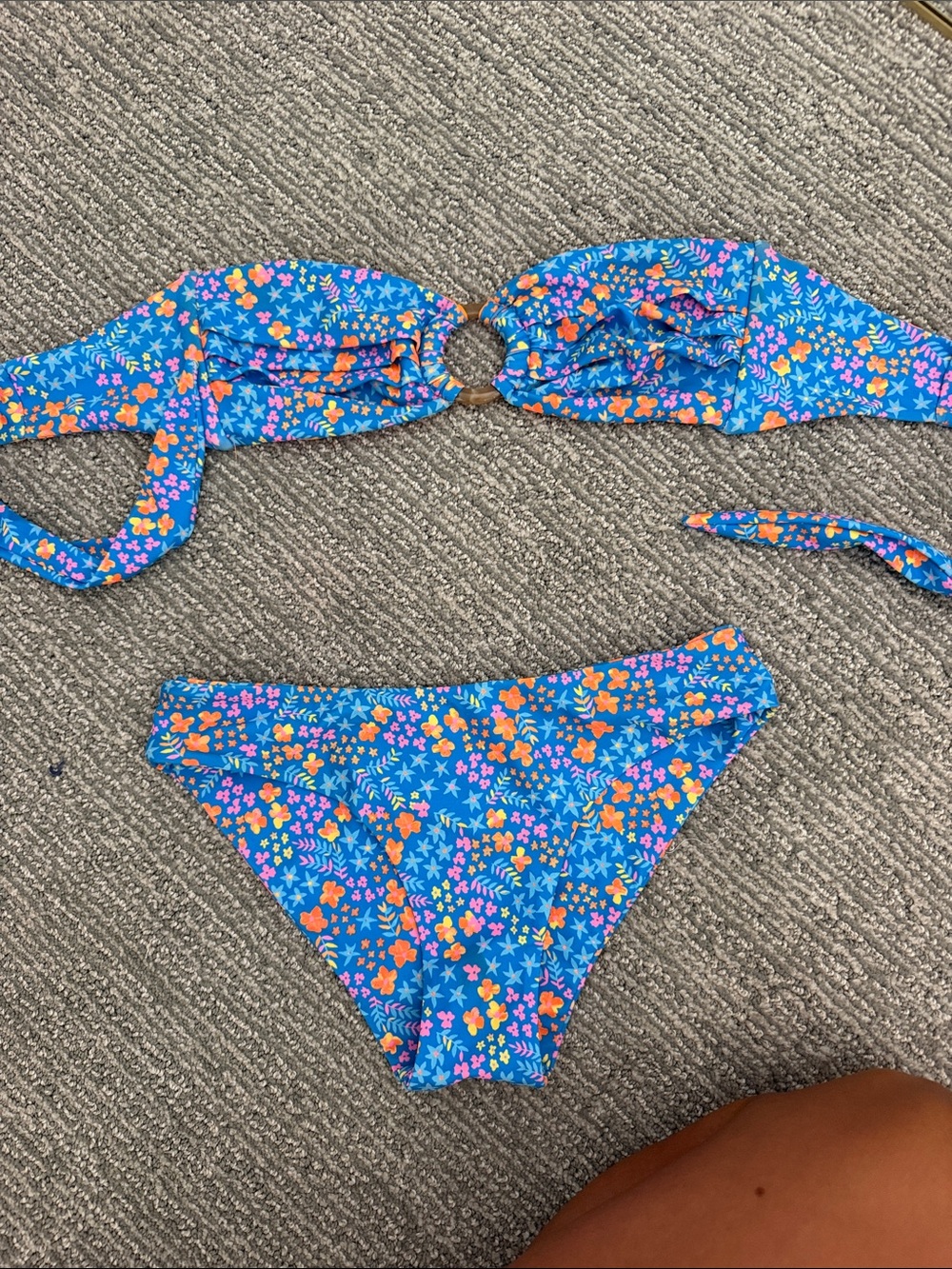 Kulani Kinis Blue Floral Bikini with Ring Detail